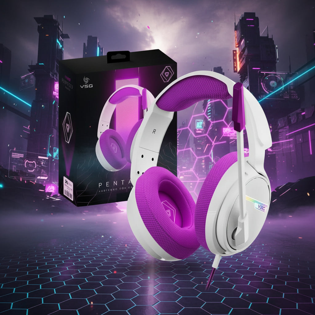 Audífono VSG Pentagon Stereo Sound – Púrpura USB 2.0