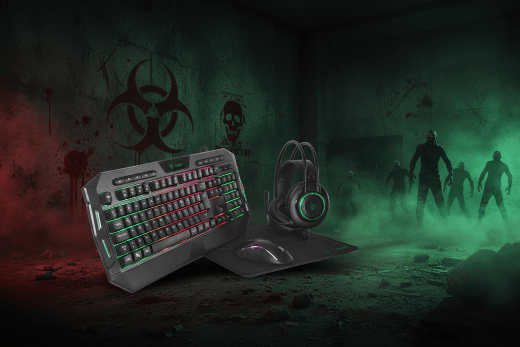 Combo Gamer VSG Crux 4 en 1 – Mouse + Teclado + Audífono + Mousepad - Ghostgamer.pe