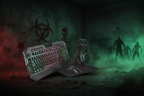 Combo Gamer VSG Crux 4 en 1 – Mouse + Teclado + Audífono + Mousepad