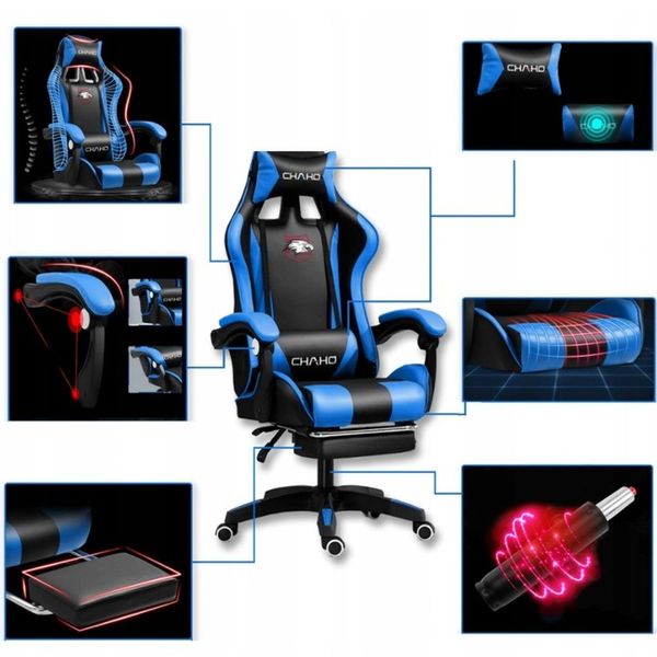 Silla Gamer Chaho 919 Negro/Azul con Brazos 3D y Reclinable 135° - Ghostgamer.pe